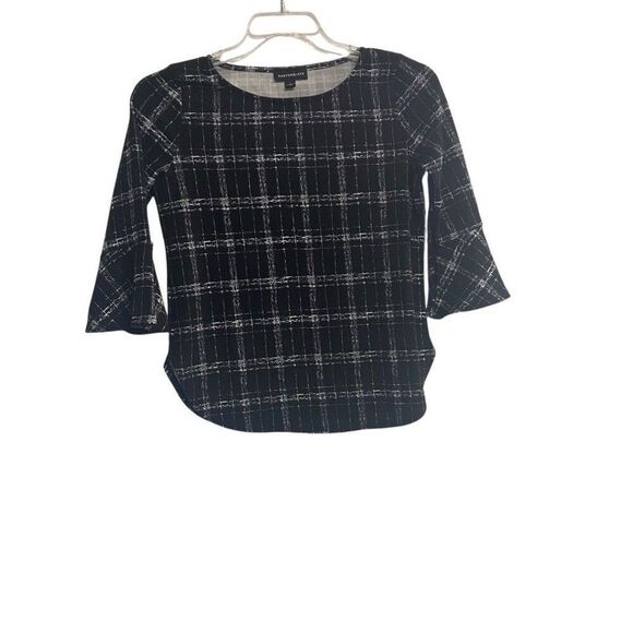 FORTUNE+IVY Women’s Top Size Small Black White Bell Sleeves‎ - Picture 1 of 7